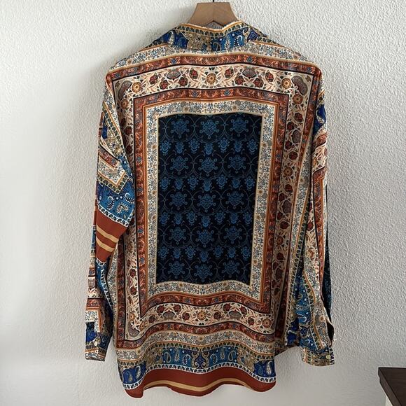 Rumours Handkerchief Front Button Silky Collared Top Oversized Boho Layering - Picture 4 of 7